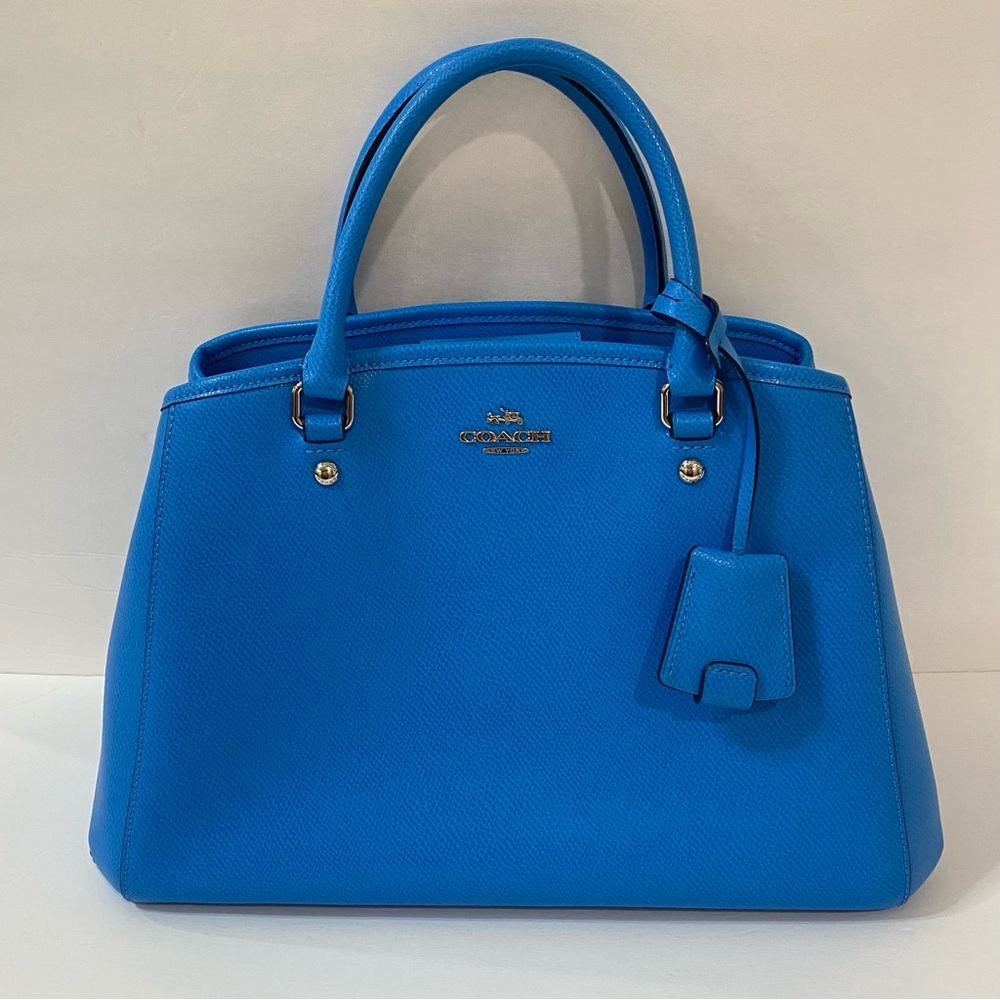 Coach Bright Blue Leather Satchel with Top Handles